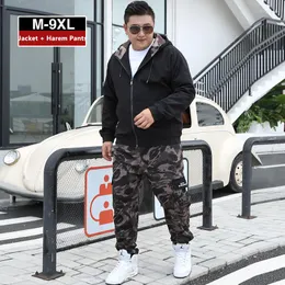 Tracce maschili da uomo vestiti da uomo 2022 tuta da pista harem cargo camiuflage giacca pantaloni da uomo set da uomo con cappuccio xxxxl vestito da pista 6xl 7xl 8xl