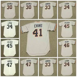 GlaC202 Maglia da baseball vintage Detroit 30 MAGGIOL ORDONEZ anni '80 33 FRANK Howard 1972 34 CHET LEMON 41 DARRELL EVANS 45 CECIL FIELDER DAN PETRY