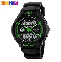 패션 Skmei 스포츠 브랜드 시계 남자의 충격 저항성 쿼츠 손목 시계 디지털 및 아날로그 군사 LED 캐주얼 시계
