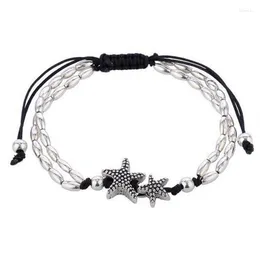 Tornozeleiras huitan veja estrela/símbolo corda preta feminina feminina pulseira de verão praia com os acessórios descalços de pé boêmio jóias de cadeia de pernas