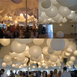 Inne imprezy imprezowe 30/60PCS Dekoracja ślubna Lanterna Elegancka biała chińska papierowa lampion Lambion Hanging Abshade Party Baby Shower Decor 220916