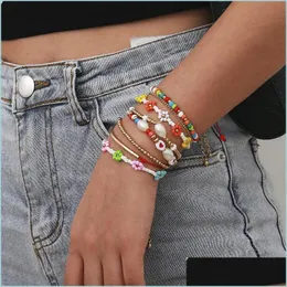 Urok bransoletki w stylu artystycznym koraliki ryżowe łańcuchy ręczne link bransoletki biżuteria seksowna dziewczyna Kobieta letnia bransoletka plażowa hurtowa przez Dh3au