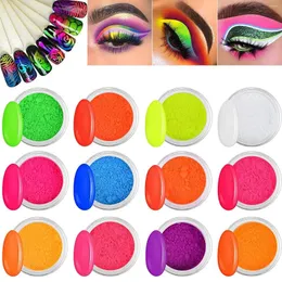 Nail Glitter 12 Box Set Neon Powder Eyeshadow Dust Fluorenscence Effect Nails Pigment Chrome DIY Decor