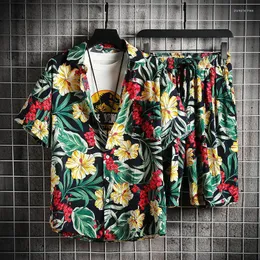Męskie dresy męskie stroje męskie zbiór stroju kwiatowego dla mężczyzn z zestawami na plaży noszenie 2 -częściowe letnie moda odzież potu garnitury plus rozmiar 4xl