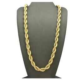 Tung hiphop 24 unisex rappar's 7mm solida tjocka repkedja halsband 18k gult guldfylld krage kassakel m￤n smycken g￥va242v
