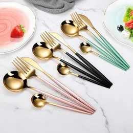 Conjuntos de utensílios de jantar 4pcs/conjunto de talheres de ouro preto