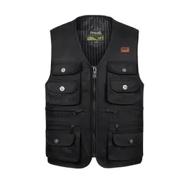 Kamizelki męskie Mężczyźni Duże rozmiar XL4XL Motocykl Casual Vest Mężczyzna wielopokomienna taktyczna kamizelki Wysoka jakość Masculino kombinezon kamizelka 220919