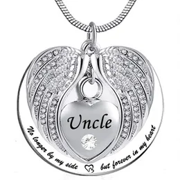 uncle Angel Wing Urn Necklace for Ashes Heart Cremation Memorial Keepsake Pendant Necklace Jewelry with Fill Kit and Gift289q