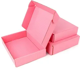 pink gift box corrugated clothing general transport packaging small carton support customized size and printed LOGO