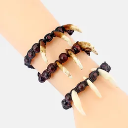 1 Stück Yak Knochen Spike Wolf Zahn Holz Perlen Wachs Schnur Kette Halskette Schmuck Bijoux Geschenk