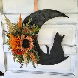 Halloween Holiday Party Door Hanging Ornaments Moon Dead Branches Rattan Wreath Wreath Atmosphere Decoration