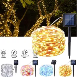 Strings 2 Pack 100Led Solar Fairy String Lights 8 Modes Waterproof Copper Wire Sensor Control Christmas Light Outdoor Decor Lichterkette