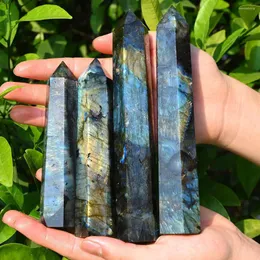 Dekoracyjne figurki 1 PCS Blue Labradoryt Crystal Tower Point 3-7cm Obelisk Różdżka Reiki Chakra Healing Stone Dekoracja domu