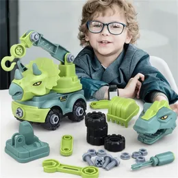 Diecast Model Car DIY CAR Toy Children's Construction Dinosaur Engineering Excavator Dump Truck Education S Gifts for Kids Boy 220919