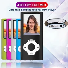 مشغل موسيقى MP3 MP4 مع سماعات بطاقة SD بسعة 32 جيجا بايت رفيعة بشاشة LCD رقمية رفيعة مقاس 1.82 بوصة تدعم منفذ USB صغير يدعم راديو FM تسجيل صوتي