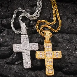 Hip hop classic Jesus cross necklace with micro square zirconium hip hop pop rap men accessories304G