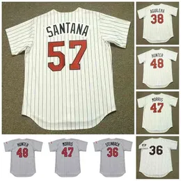 GLAC202 Jersey de beisebol vintage de Minnesota 36 Jim Kaat 1969 Terry Steinbach 1997 38 Rick Aguilera 1991 47 Jack Morris 48 Torii Hunter 2001 57 Johan