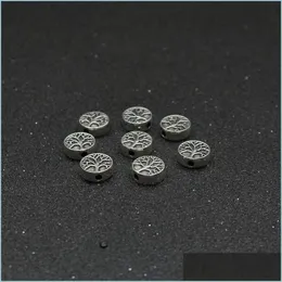 Metaller 20pcs Tibet Sier Kaplama Hayat Ağacı Gevşek Metaller Arap Boncukları Mücevher Yapma Bileklik Yapma DIY Aksesuarlar Craft 9mm C3 C3 DROP DHI3Q