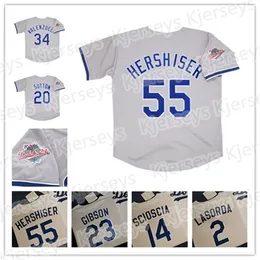 glanik1 retro55 Orel Hershiser 야구 저지 1988 월드 시리즈 유니폼 2 Lasorda 34 Fernando Valenzuela 23 Kirk Gibson 20 Don Sutton 남자 여자