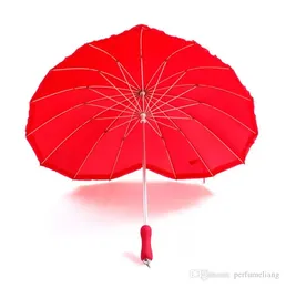 Urocze serce 16K twardy solidny czerwony prosty parasol deszczowy Kobiety Parasol narzędzia Parasol narzędzia Prezent Dekoracja ślubna za3545