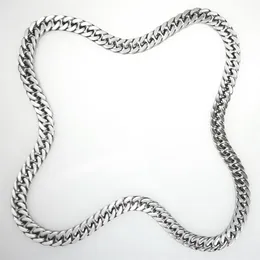 One-piece No Buckle Silver tone stainless steel mens Polished Chain Necklace270T