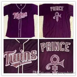 GLAC202 Prince Night Jersey Night no Target Field Field Purple Baseball Jerseys Homens Mulheres Juventude