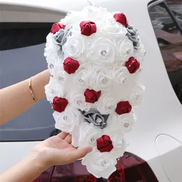 Party Decoration Big Long Waterfall Wedding Bouquets for Bride and Bridesmaid PE Rose Hand Flower W330PE 220919