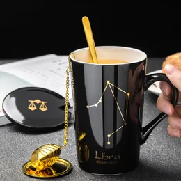 420 мл керамическая кофейная кружка с ложкой чай Infuser Creative Contellation Zodiac Tea Cup для водяного молока подарок на день рождения