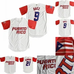 GLANIK1 9 Javier Baez Puerto Rico World Classic Jersey 21 Roberto Clemente 15 Belt 1 Carlos Correa 4 Adil Molina Baseball Jerseys