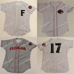 GlaMitNess Herren Florida Fire Frogs Weiß Grau Custom Double Stitched Shirts Baseball Jerseys Hochwertig