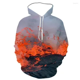 Men's Hoodies Men's & Sweatshirts Creative Men's Volcanic Eruption Lava Spring And Autumn Printed Hoodie European American Trend