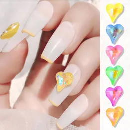 Nail Art Decorations 50Pcs/Bag Aurora Candy Crooked Heart Decoration Mocha Glass Crystal Rhinestone Charms AB Color Gems Jewelry Parts DZ-91