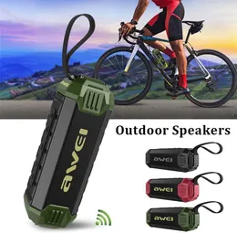 Altoparlante Bluetooth AWEI Altoparlante portatile wireless per guida Radio esterna Sistema audio Doppia traccia stereo Scheda TF AUX IPX4 Power bank impermeabile per telefono