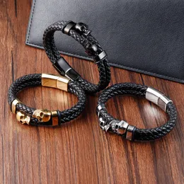 Jewelry Organizer Strand Jewelrys Leather Strap Bracelet Stainless Steel Leather Braided Genuine Leathers Multilayer for Men