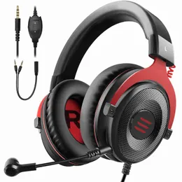 Headset Eksa Gaming Headphones Wired Gamer Headset 3,5 mm över öronhörlurar med brusreducerande mikrofon för PC/Xbox/PS4 One Controller T220916