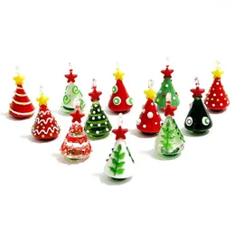 Other Event Party Supplies Mini Handmade Glass Christmas Tree Art Figurines Ornaments Colorful High Grade Cute Pendant Xmas Hanging Decor Charm Accessories 220916