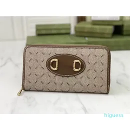 Femme Zipper Around Wallet Toile beige/ébène un matériau à faible impact sur l'environnement Lady Credit Card Purse