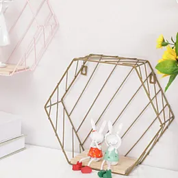 Hooks Detachable Sturdy Wall-mounted Hexagonal Display Shelf Home Decoration