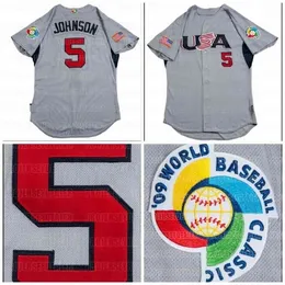 GLAC202 2009 5 Davey Johnson Game Team USA World Baseball Classic Custom Gray Road Jersey Szybka wysyłka