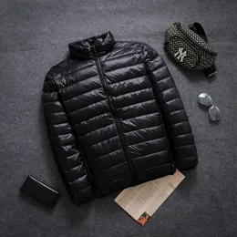 Winter Mens Light Sports Down Jacket Simple Fashion Stand Collar Short Coat 화이트 오리 대형 재킷