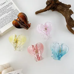 New Korean Dance Butterfly Plastic Hair Accessories Cute Jelly Color Simple Fashion Hair Clip Claw For Girls Gift