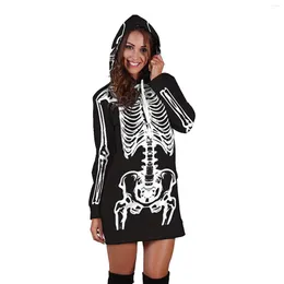 Kvinnors hoodies combhasaki Kvinnor Halloween huvtr￶jor Vuxna Casual Skeleton Tryck L￥ng ￤rm