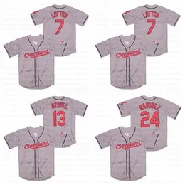 Glac202 7 Kenny Lofton 13 Omar Vizquel 24 Manny Ramirez Back the Clock Baseball Jersey Name Stiched Number