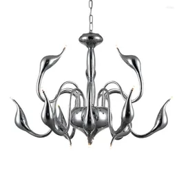 Kolye lambaları 12/15/18 kafalar Art Deco Avrupa Mum Metal Led Swan Avizeleri Tavan Yatak Odası Oturma Odası Modern Dekorasyon G4 Aydınlatma