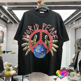 Herr t-shirts 2022SS Black White World Peace T-shirt män kvinnor fred grafik t-shirts korta ärm toppar sommar bomull tee t220909