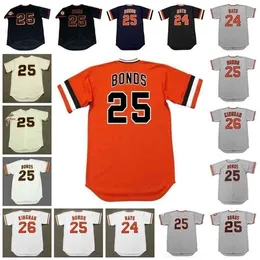 GLNC202 San Francisco Vintage Baseball Jersey 24 Willie Mays 1970's 25 Barry Bonds Bobby 1969 26 Dave Kingman 1973