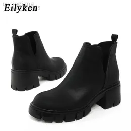 Boots Eilyken Platform Ongly Women Round Toe Punk Female Combat Cowgirl Boosies Short Botas Shoes Handmade L220916