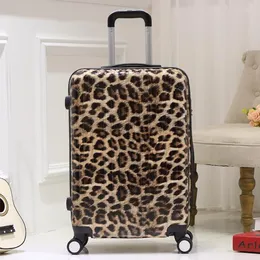 Resväskor Fashion Trolley resväska Zebra Leopardtryck unisex rullande bagage bär på resväskor hjulstuga