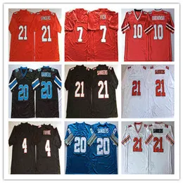 WS American College Football Wear NCAA Men Vintage Michael Vick Brett Favre Deion Sanders Steve Bartkowski Football Stitched Mn Jersey Red Blac