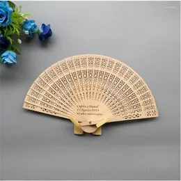 Party Supplies Personalized Carving Wedding Gifts For Guests Agarwood Fan Decoration Hand Folding Custom Printing